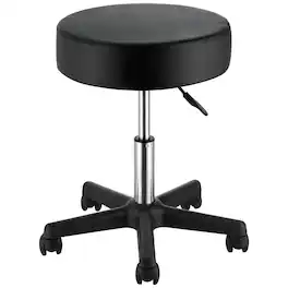 VEVOR - Rolling Stools with Wheels, 400 LBS Weight Capacity Adjustable Height Stool with Ultra-Thick Seat Cushion - Black