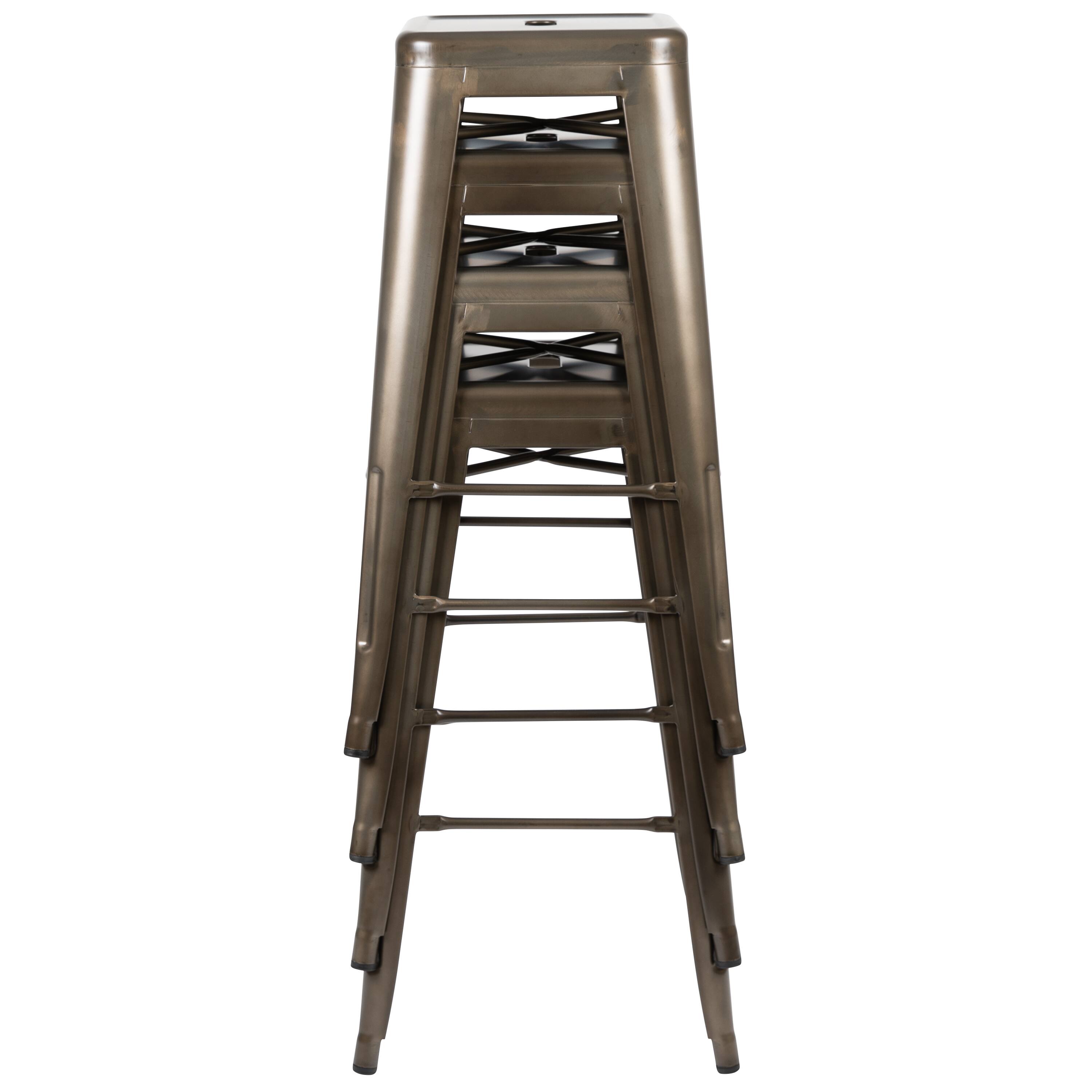 Alt View 10. Emma + Oliver - 4 Pack 30" High Metal Indoor Bar Stool - Stackable Stool - Gun Metal.