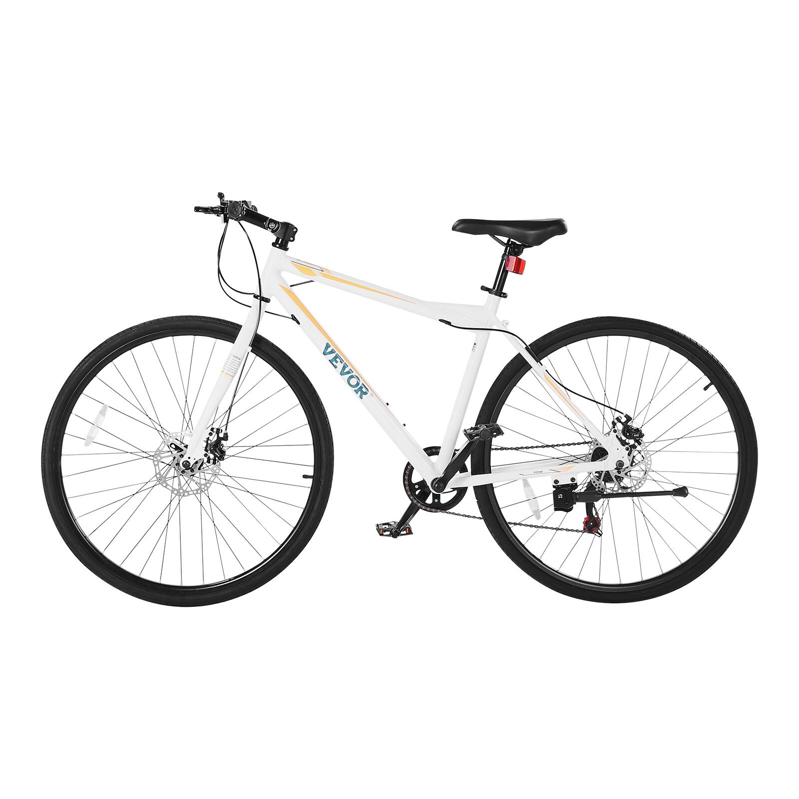 Alt View 5. VEVOR - Hybrid Bike, Lightweight Aluminum Frame Bike, 700c Wheel Men Women Hybrid Bicycle, Step-Over Adult Urban Commuter Bikes - White.