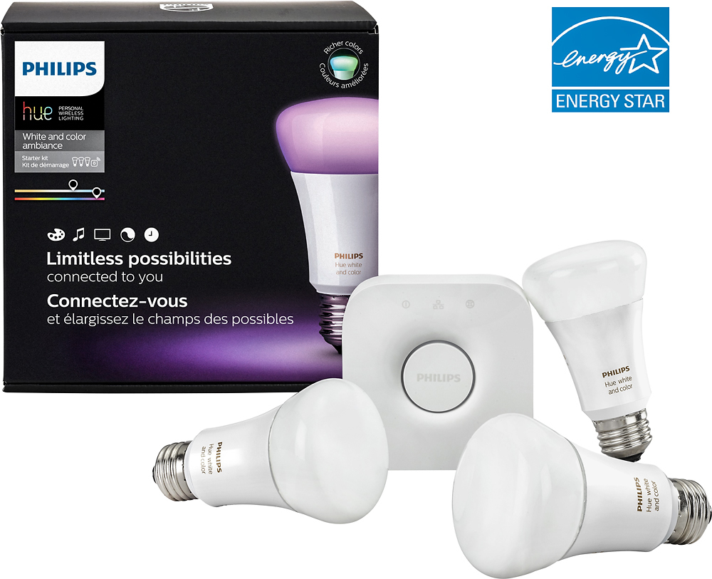 Stamboom Verfijning Verlichting Philips Hue White and Color Ambiance A19 Starter Kit Multicolor 464479 -  Best Buy