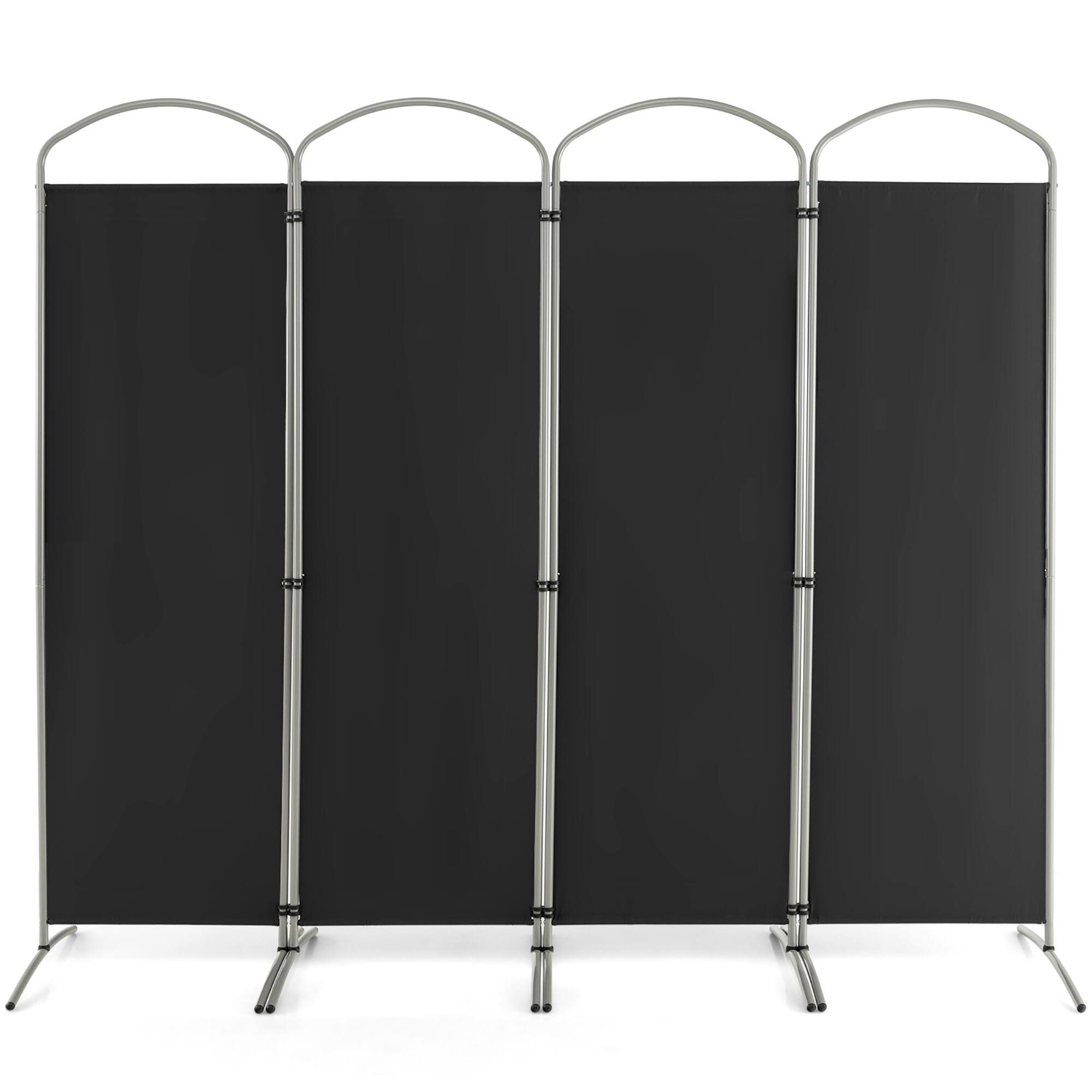 Alt View 9. Costway - Costway 4 Panels Folding Room Divider 6 Ft Tall Fabric Privacy Screen - Black.