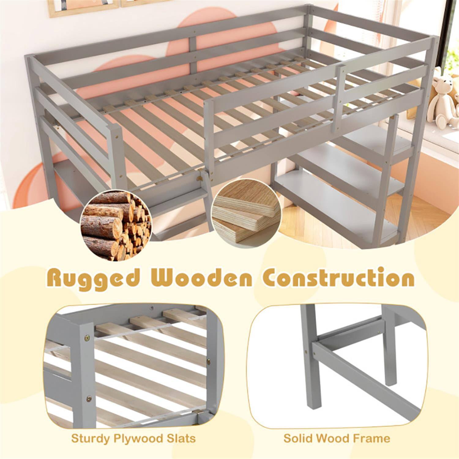 Rugged Wooden Construction  
Sturdy Plywood Slats  
Solid Wood Frame