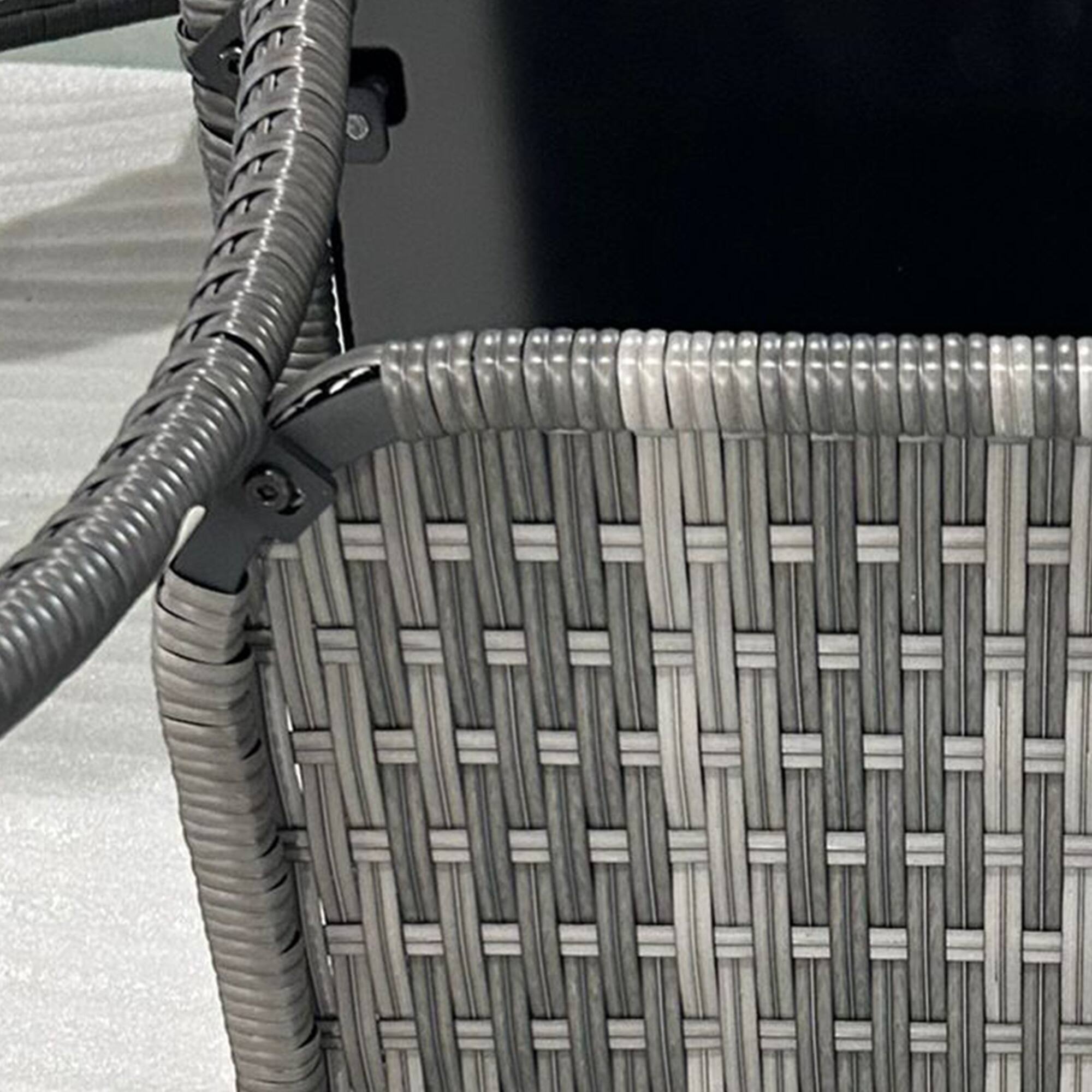 Alt View 7. Outsunny - Rattan Side Table, Outdoor End Table with Storage Shelf, Aluminum Frame Square, Coffee Table with Tempered Glass Top - Mixed Gray.