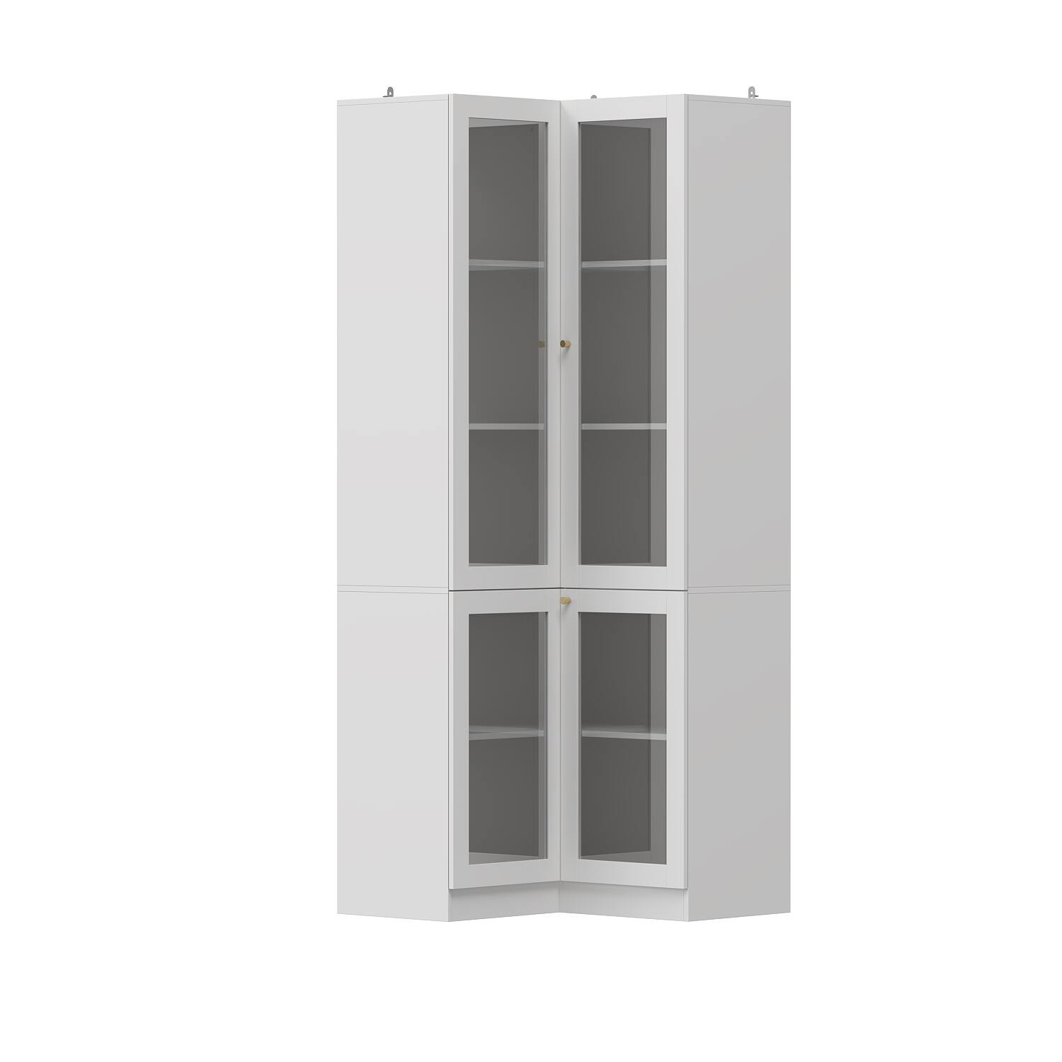 Famapy - Corner Glass - Door Storage Cabinet: Adjustable Shelves & Space - Saving Design for Home Organization - White