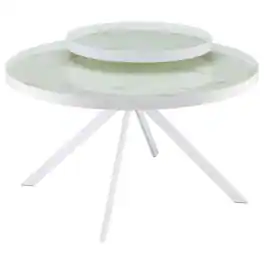 Coaster Co. of America - Briggs Round Marble Printed Glass Top Coffee Table - White