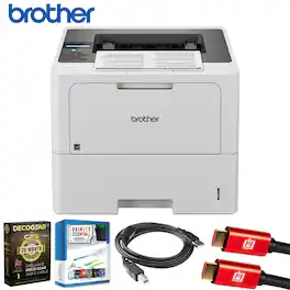 Brother - HLL6210DW Business Monochrome Laser Printer +26 Month Protection Warranty & Cable Bundle