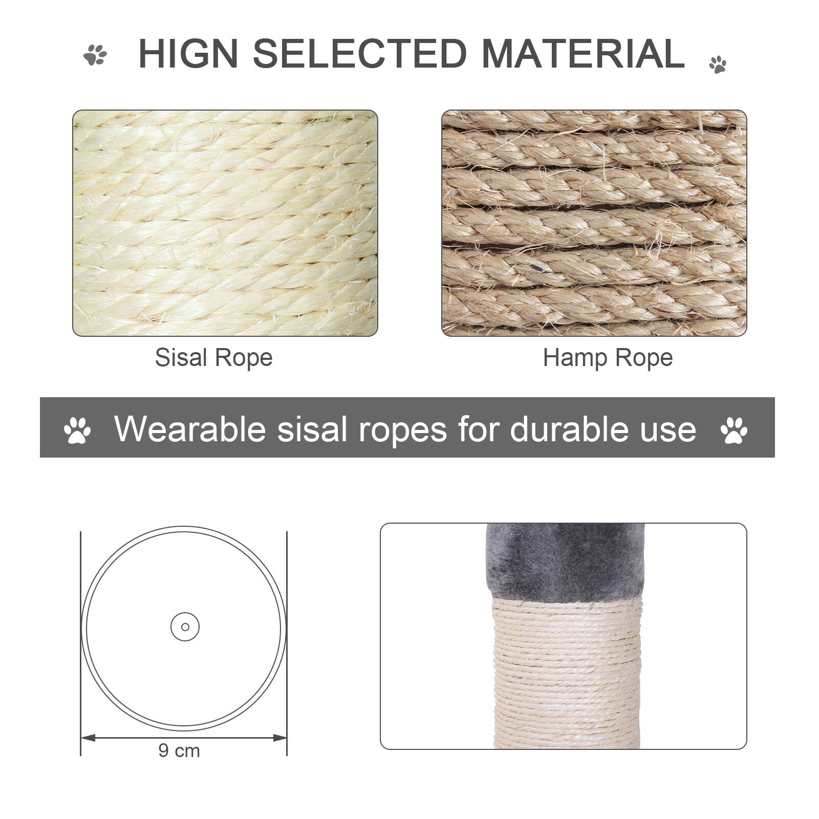 Alt View 2. Pawhut - 102" Adjustable Height Floor to Ceiling Cat Tree, 5 Level Cat Tower with Scratching Posts, Hammock - Grey.