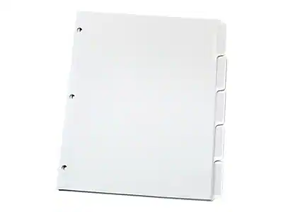 Front. Oxford - Print & Apply Label Paper Dividers, 5-Tab, 25 Sets/Box - White.