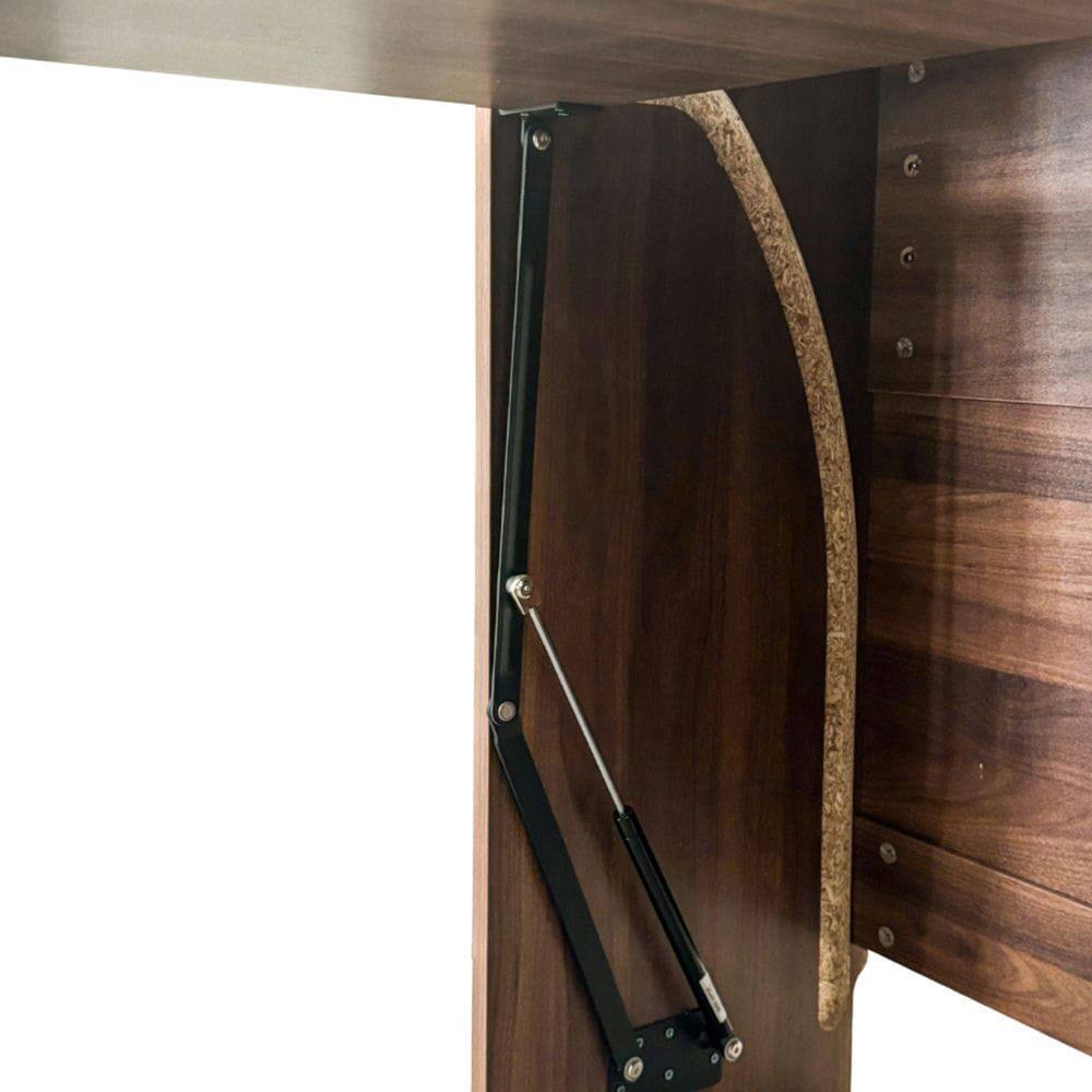 Left. Kadyn - Folding Desk with Storage, Space-Saving Foldable Computer Desk for Small Spaces, Writing Table for Home, Office, Brown - Brown.