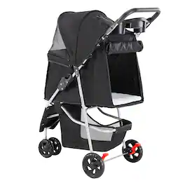 Bestier - Pet Stroller for Dogs & Cats, Foldable Lightweight Travel Stroller with Storage Basket for Small to Medium Pets