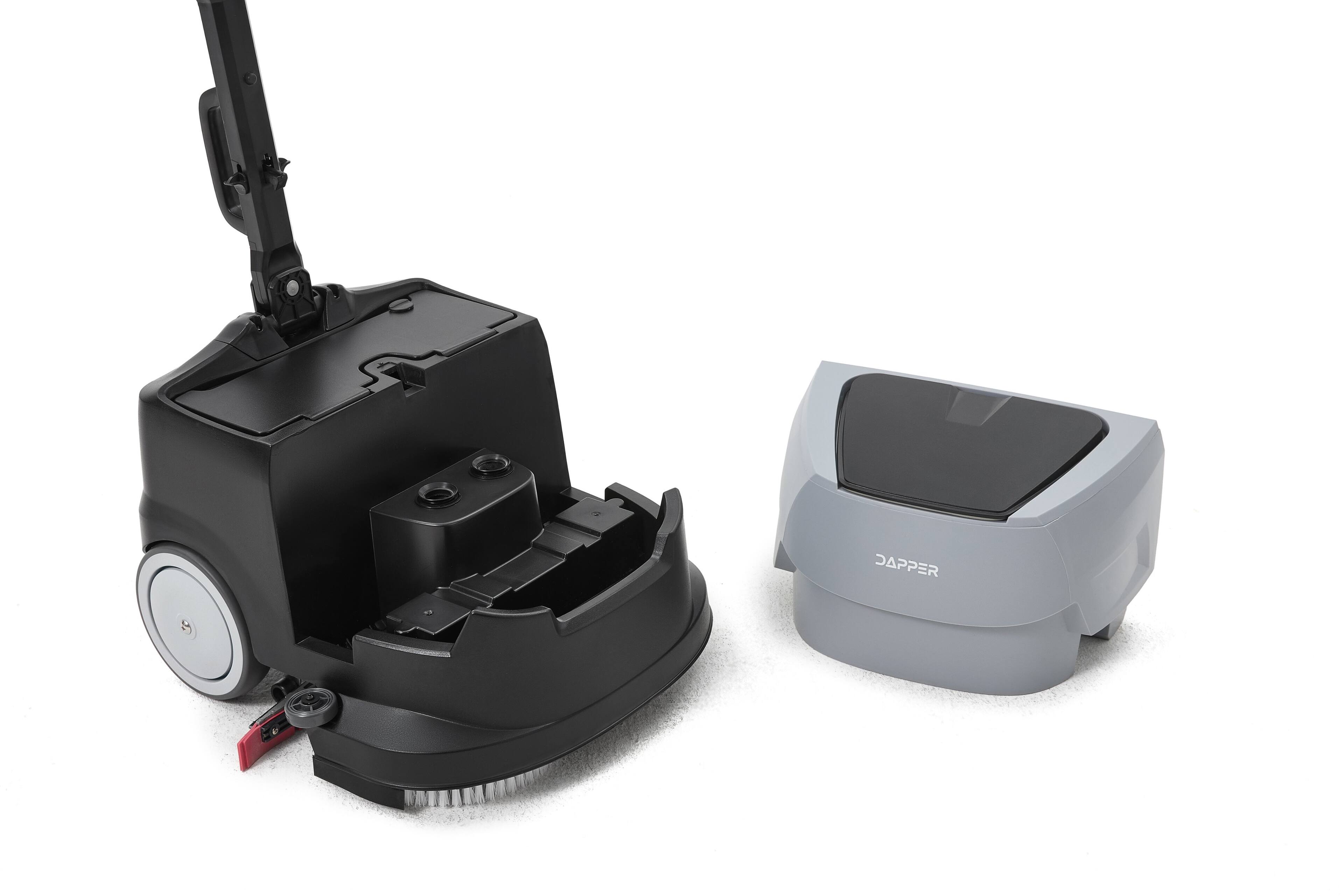 Alt View 1. Dapper Supply - Battery Powered Walk Behind Mini Automatic Floor Scrubber Compact Portable 15 Inch 90 Min Runtime 170 RPM Offices Retail - Grey.