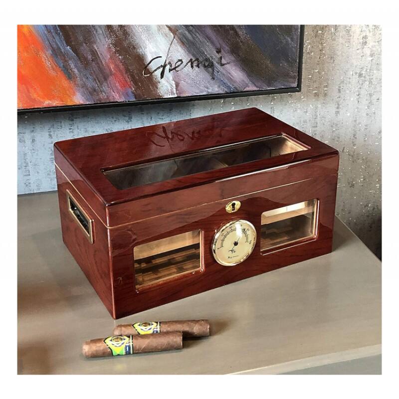 Alt View 8. Prestige - Valencia Desktop Humidor - Rich Ultra High Gloss Finish.