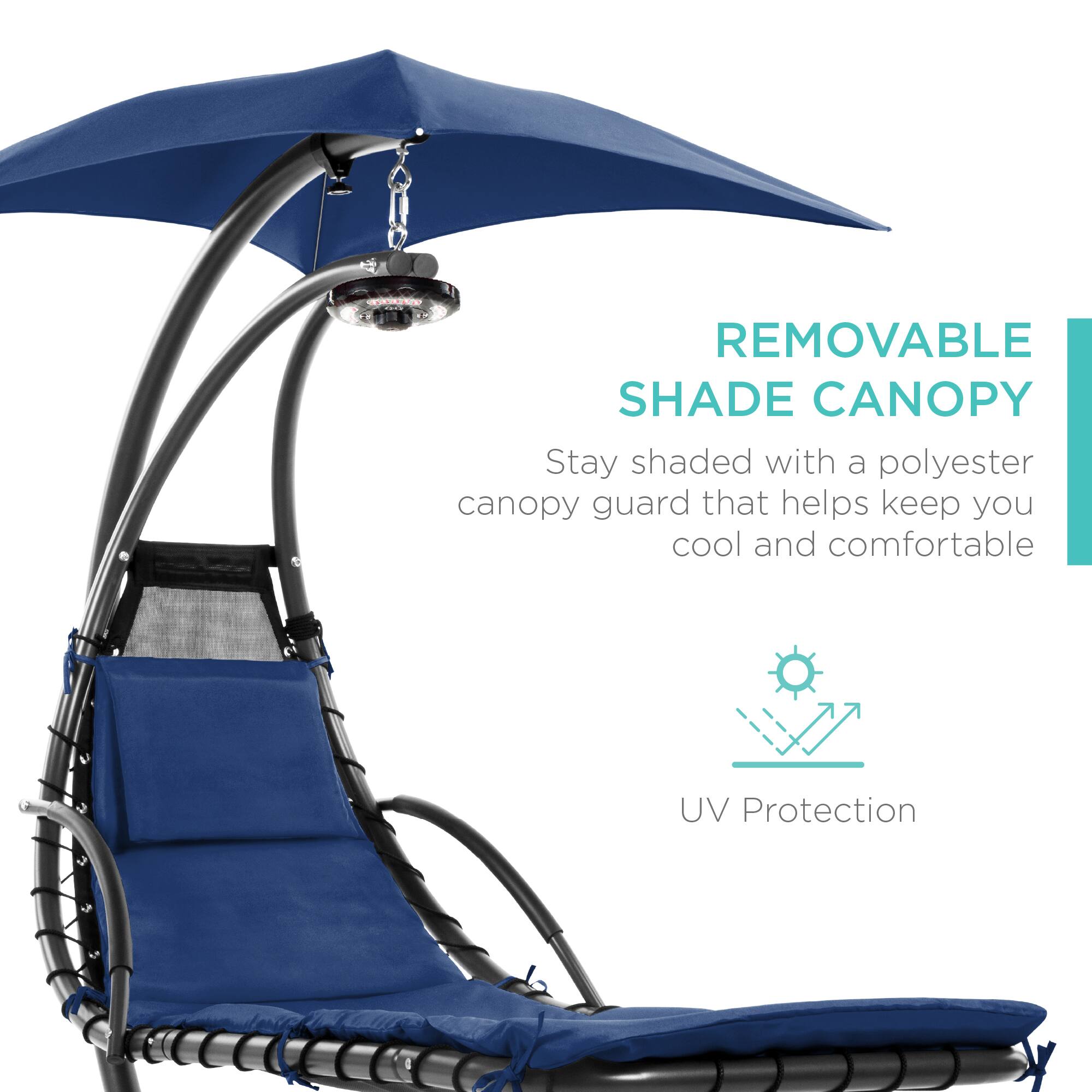 Cddade 4 REMOVABLE SHADE CANOPY  
Stay shaded with a polyester canopy guard that helps keep you cool and comfortable  
UV Protection