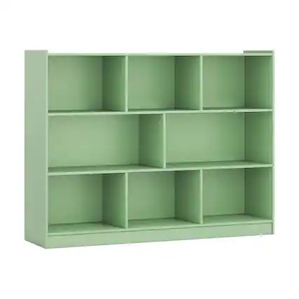 Front. Pefilos - 3-Tier Open Bookshelf - Robust Build Non-Skid Pads, 8-Cube Floor-Standing Storage Shelves, Home Organizing, Green - Green.