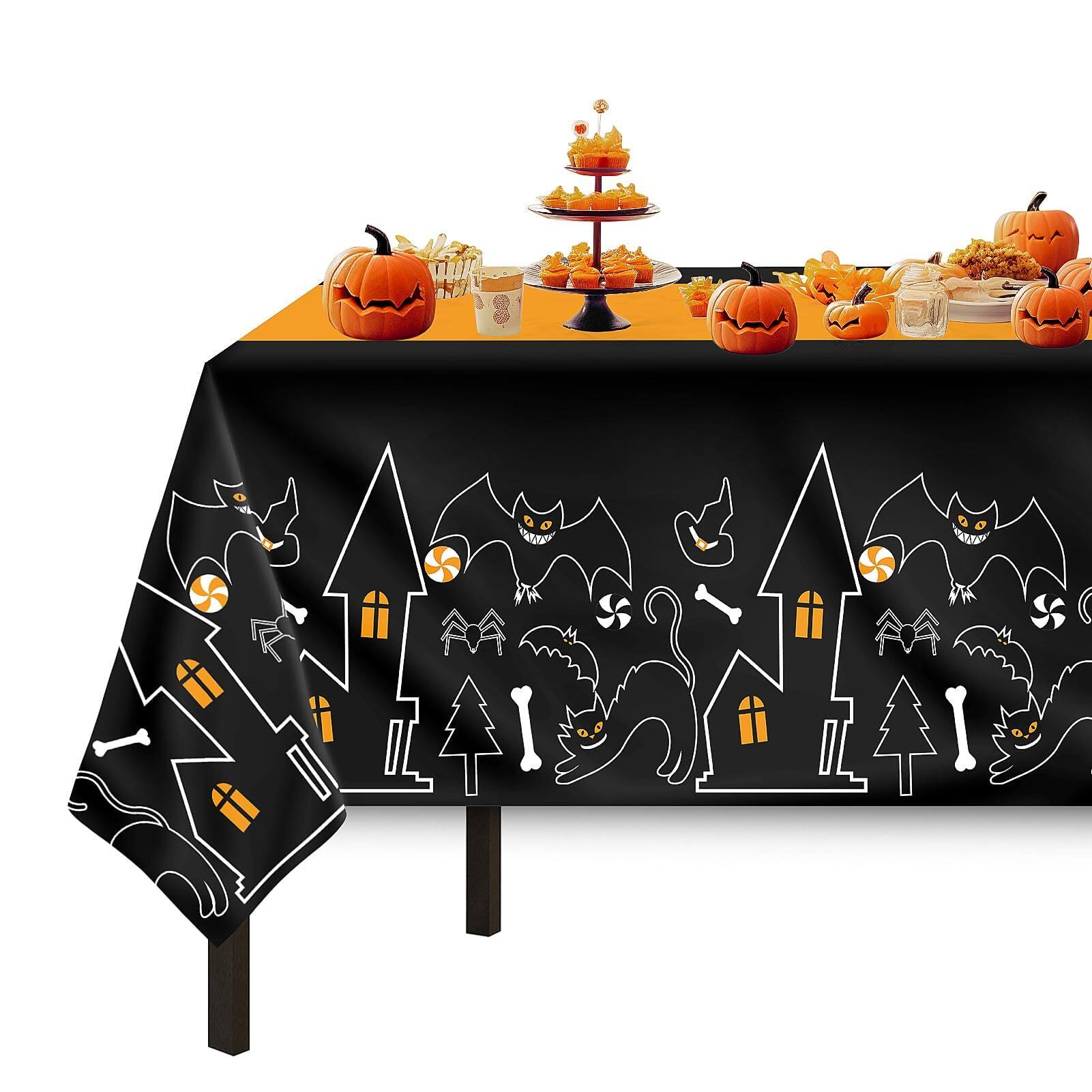 Alt View 8. Dapper Styles - Tablecloths Disposable Plastic 54 X 108 Decorations Table Cover For Birthday Party Supplies Holiday Cloth H... - Halloween-54" x 108".