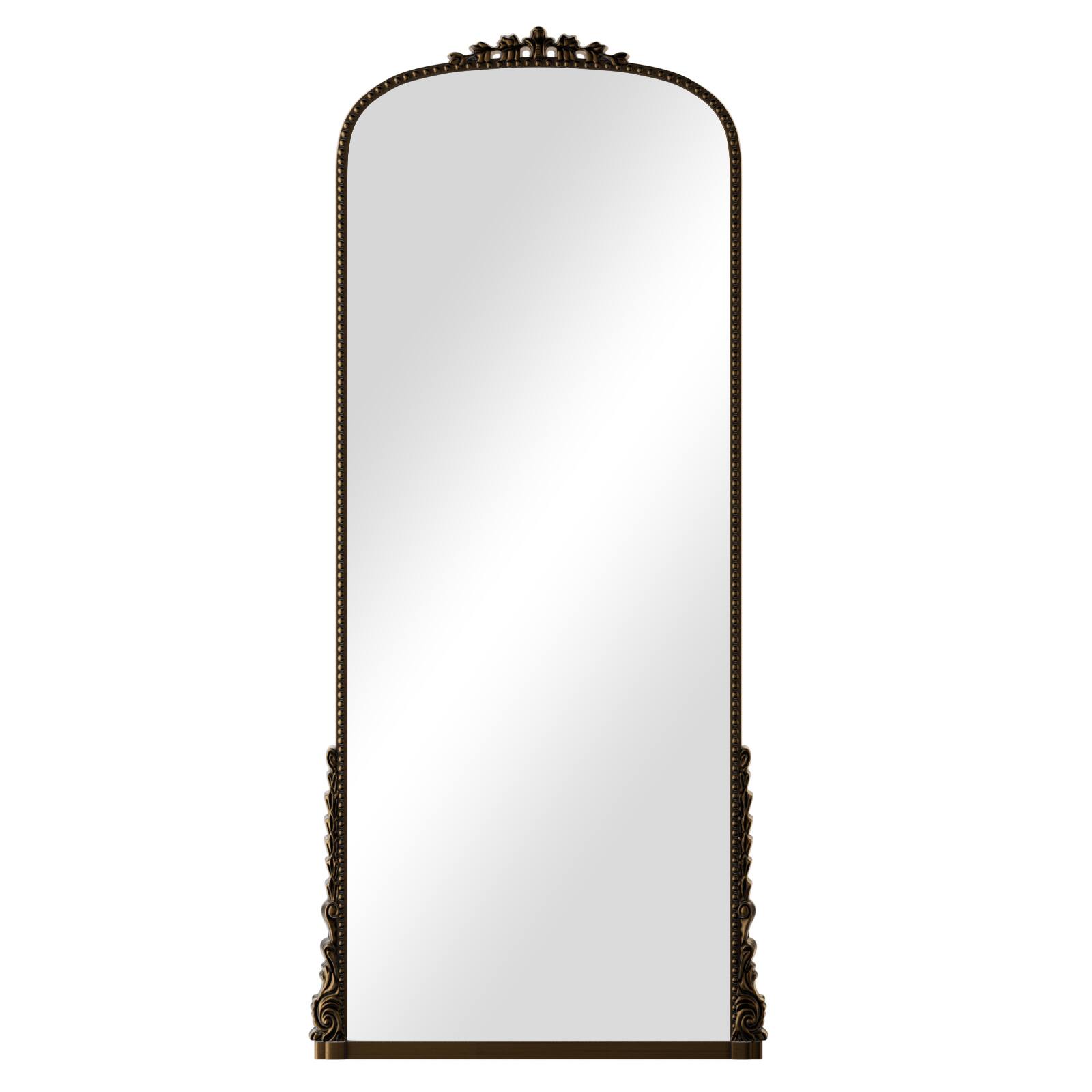 Alt View 1. Easly - Antique Bronze 32 in. W x 71 in. H Carved Arched PU Frame Full Length Floor Mirror - Antique Bronze.