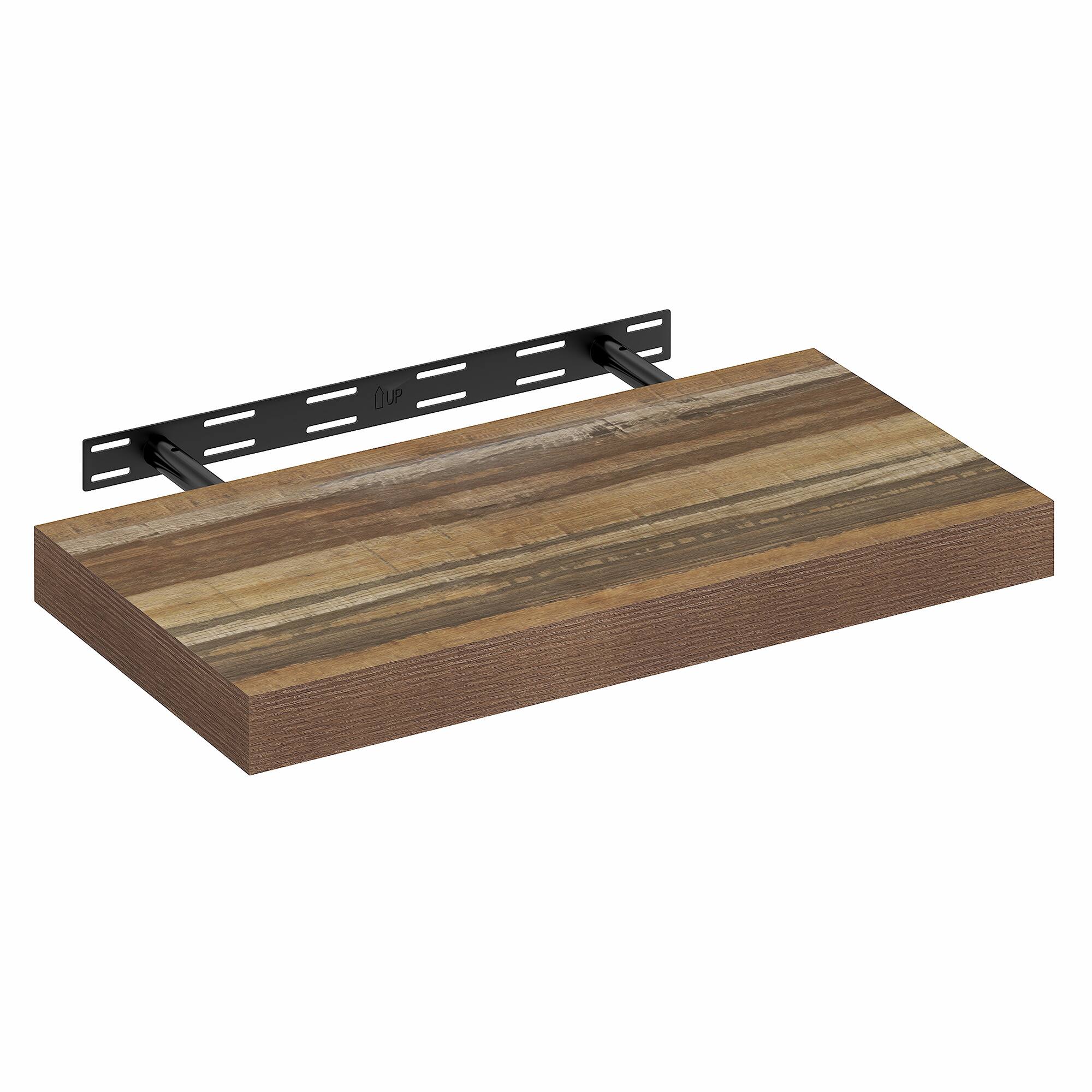 Alt View 3. Furinno - TANNA Floating Shelves for Wall, 12 x 24 Wall Shelf, Thick Shelf Wall Mounted Floating Shelf with Invisible Brackets - Retro Brown.