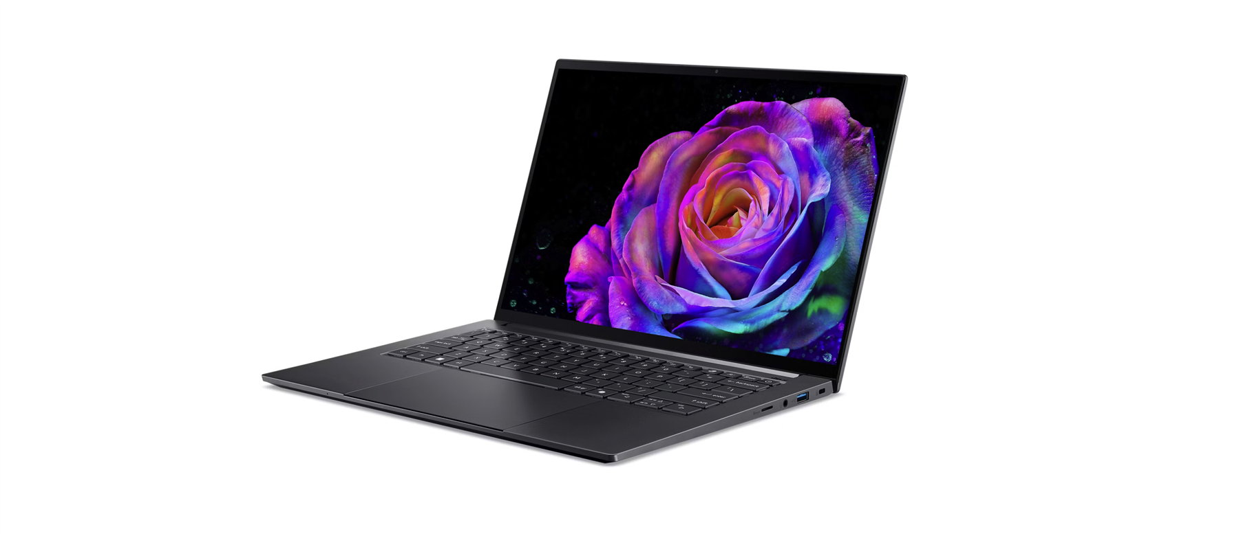 Back. Acer - Swift X 14 14.5" Core Ultra 9 285H 32GB 1TB SSD RTX 5070 Windows 11 Home - Titanium Gray.