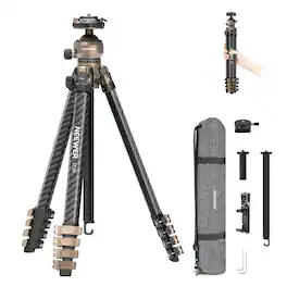 Neewer - Carbon Fiber Travel Tripod, 61", Low-Profile Ball Head, 22lb, LT39