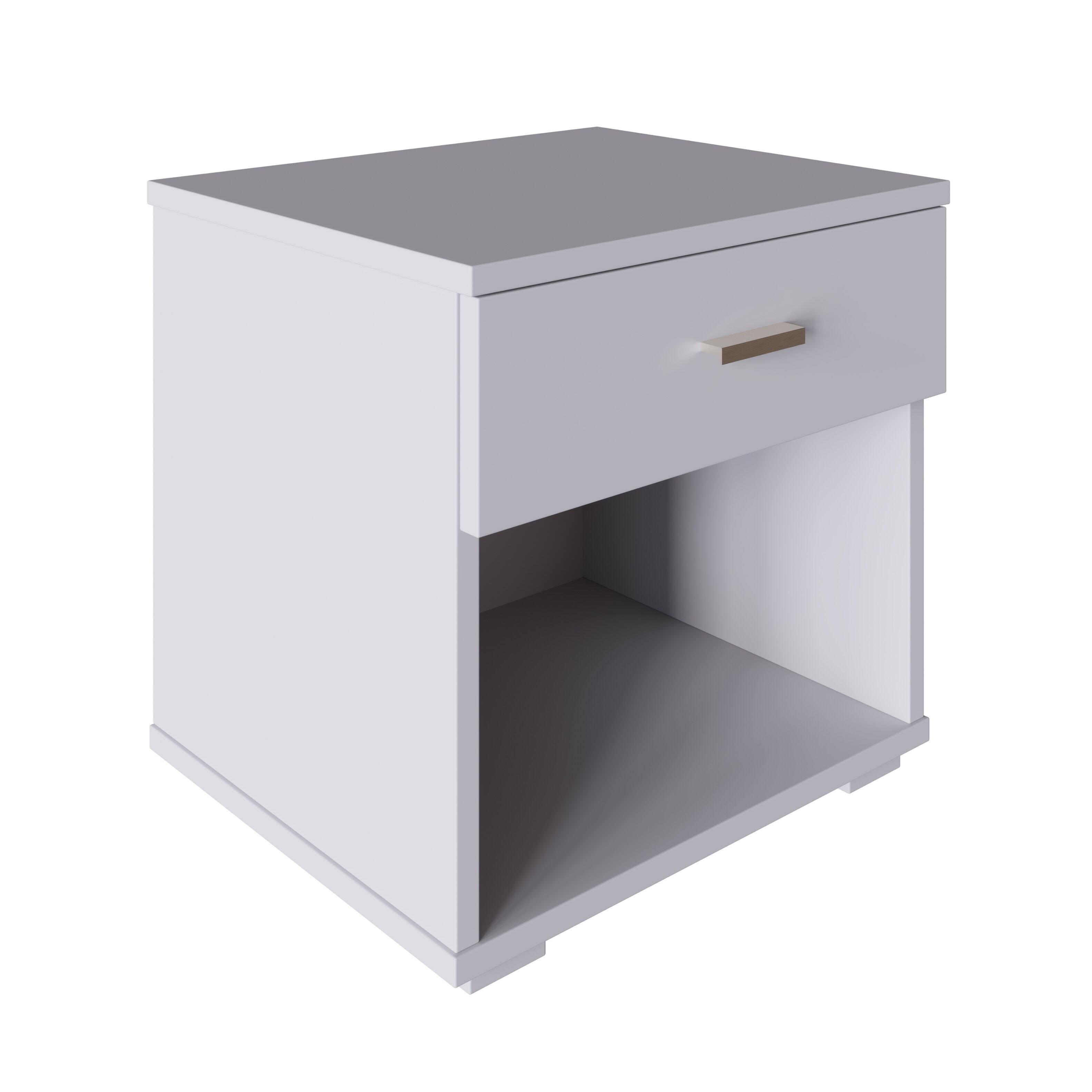 Alt View 2. Boyd Sleep - Boyd Sleep Novara Low Profile One Drawer Nightstand - White.