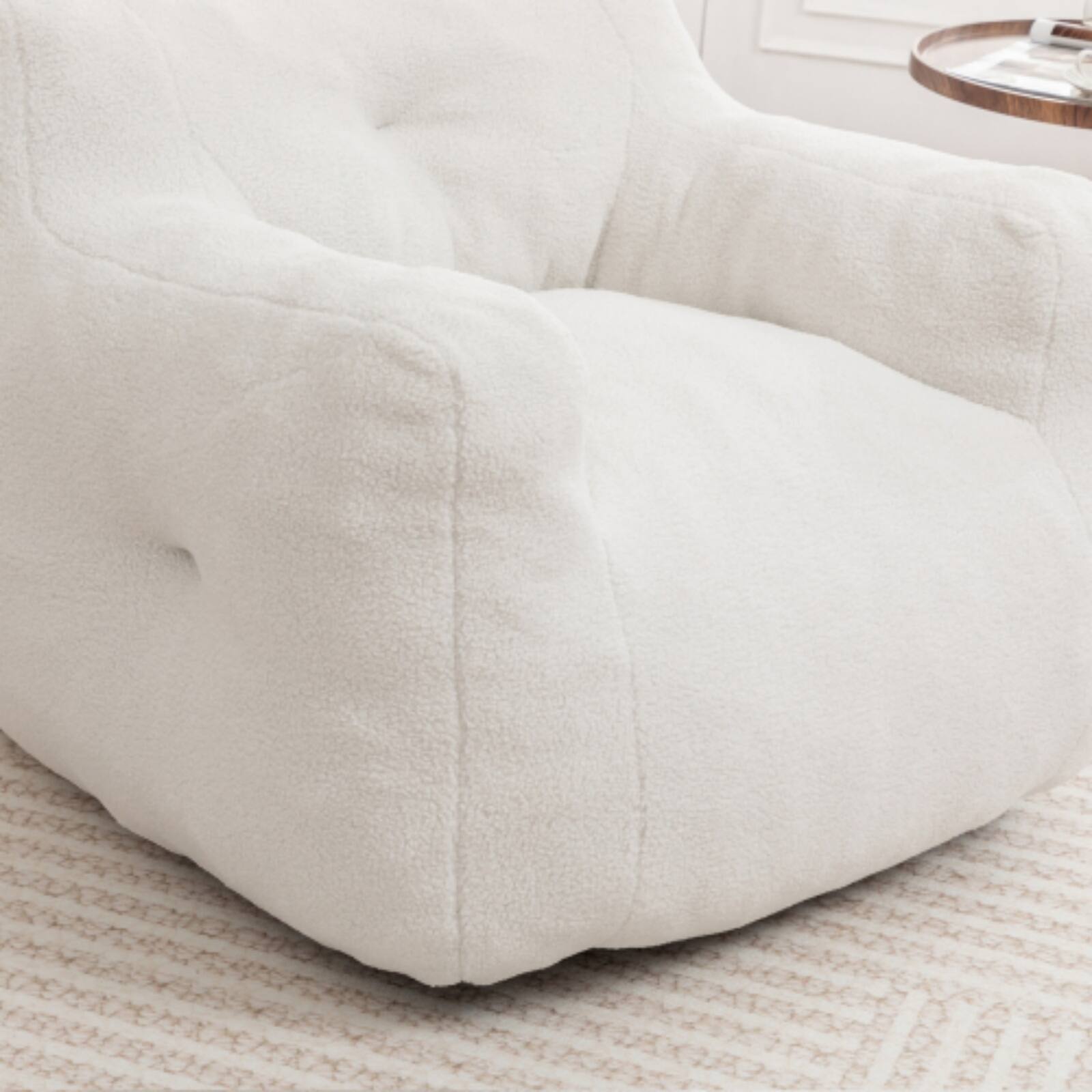 Alt View 3. HTUTWOO - Bean Bag Sofa Chair with High-Density Foam, Lazy Comfy Chair for Adults & Kids, Suitable for Living Room, Bedroom - White.