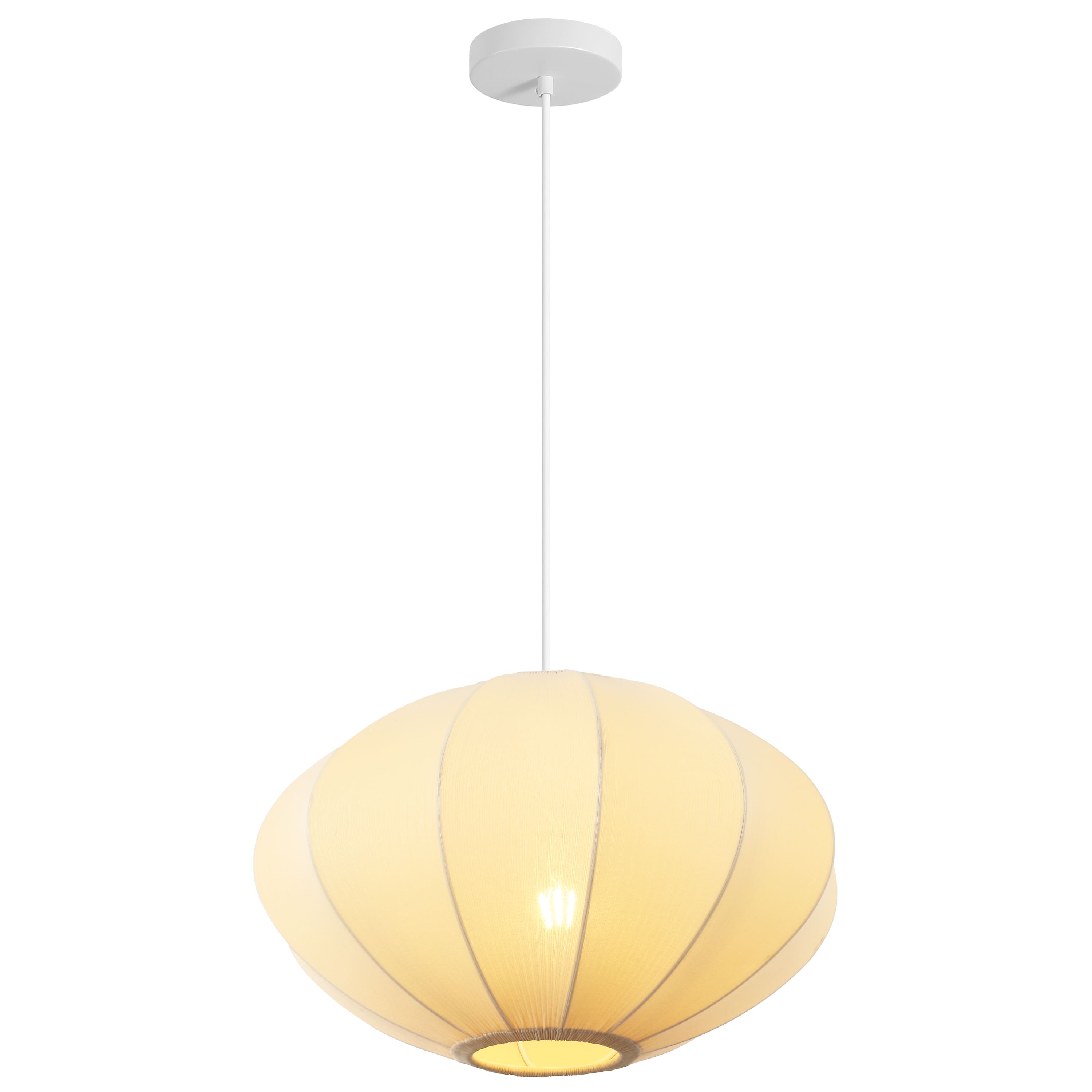 "Jonathan Y - Kira 18.38"" 1-Light Scandinavian Japandi Adjustable Lantern Metal with Ribbed Cocoon UFO Saucer Shade LED Pendant - Beige" price history on PriceWatchPro