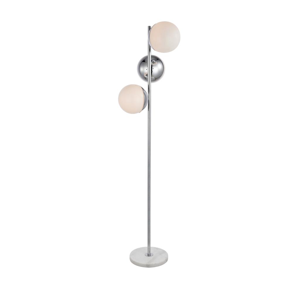 Alt View 1. Living District - Eclipse 3 Lights Chrome Floor Lamp With Frosted White Glass - Chrome And Frosted White.