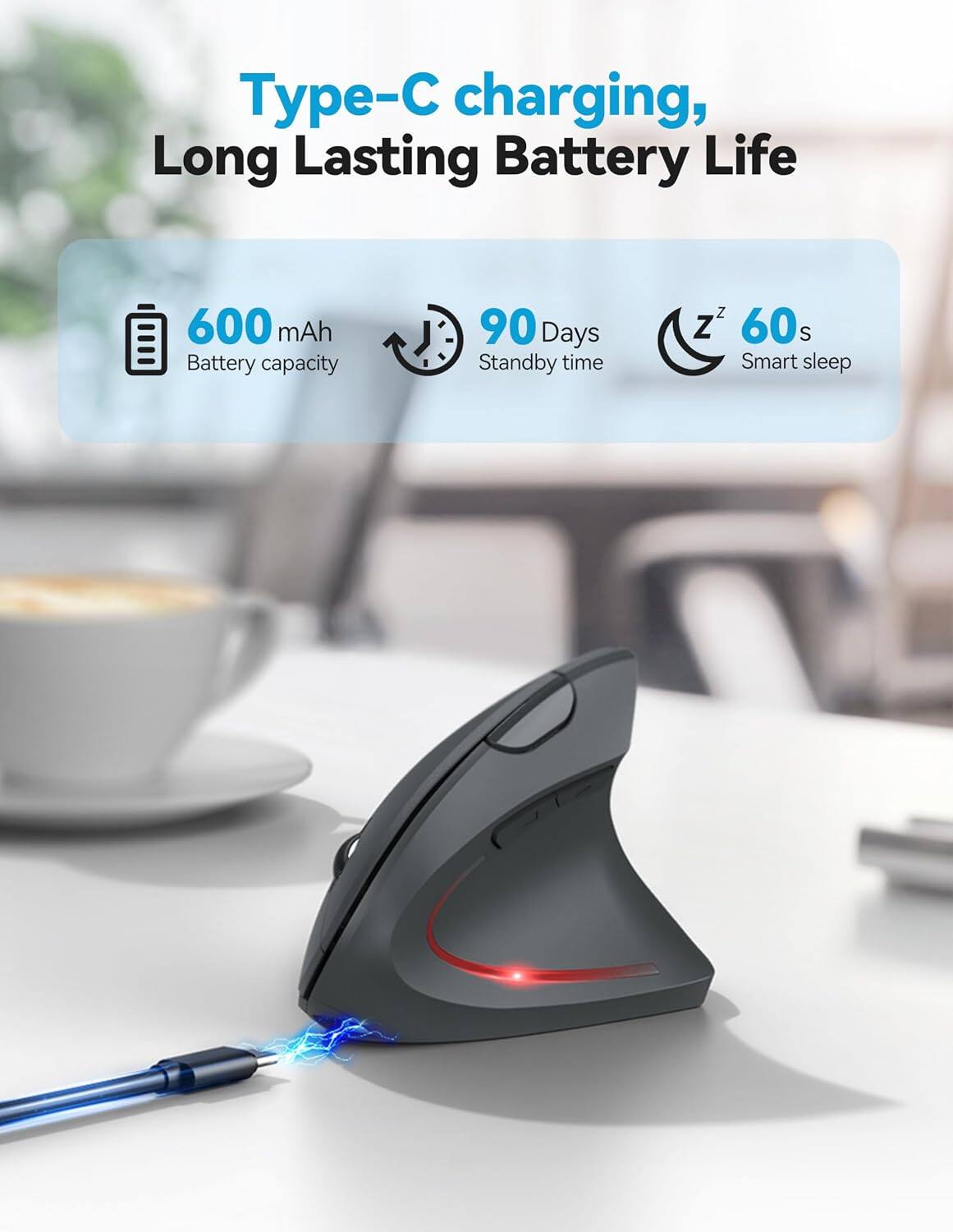 - Type-C charging, Long Lasting Battery Life
- 600 mAh Battery capacity
- 90 Days Standby time
- Zz 60s Smart sleep