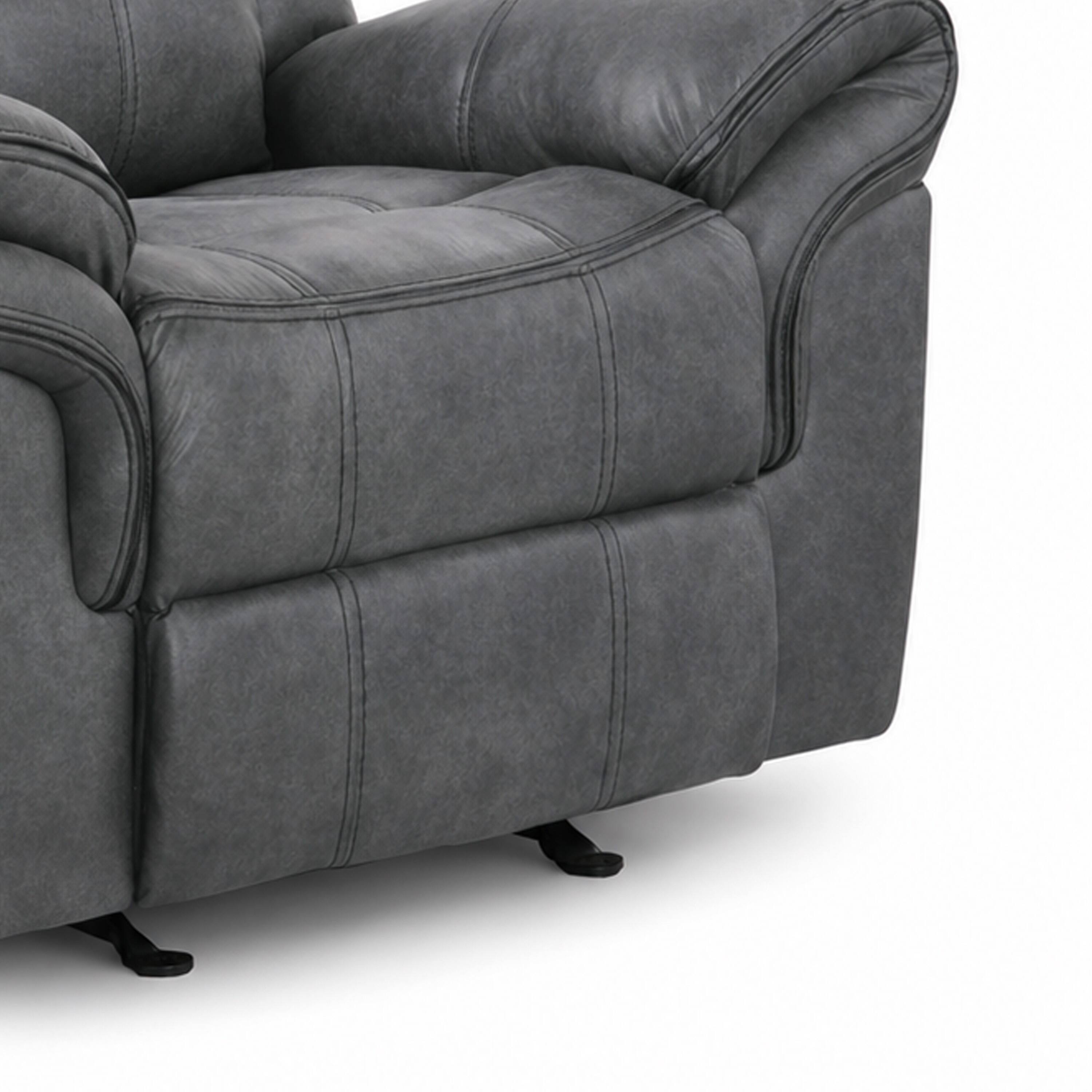 Left. Manhattan Lane - Arisa Manual Glider Recliner Chair w Wood Frame,  Faux Leather - Dark Gray.