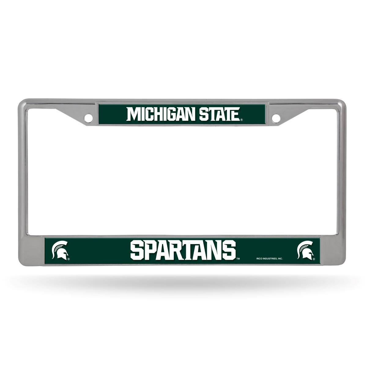 Michigan State Spartans - 12" x 6" Standard Size - Chrome Metal License Plate Frame
