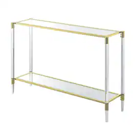 FurniFact - Console Table with 2 Glass Tiers - Gold
