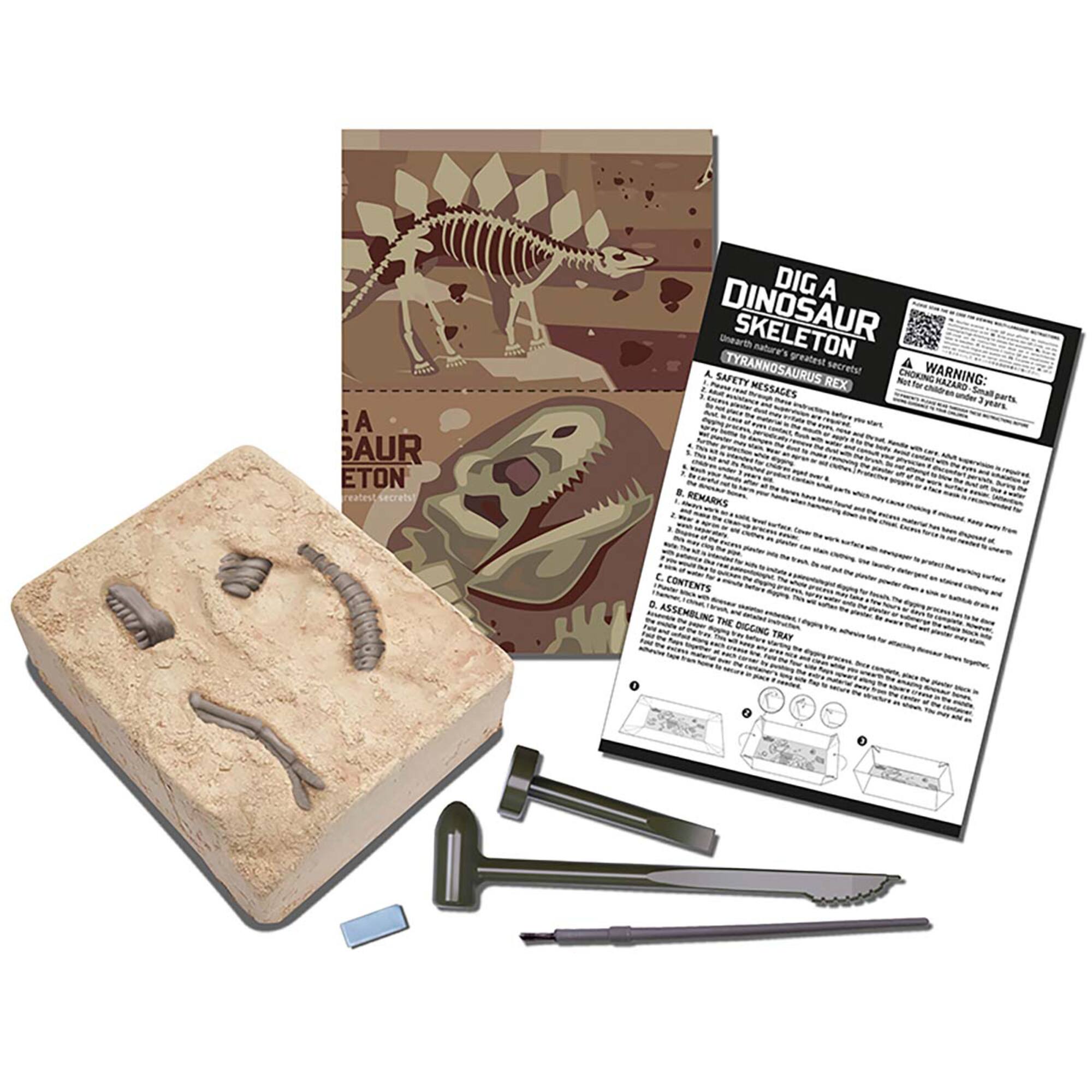 A SAUR ETON reatest secrets DIG A DINOSAUR Sa SKELETON nature's TYRANNOSAURUS greatest secrets A A CHOKING WARNING: SAFETY MESSAGES Small 3 REMARKS C. CONTENTS E ASSEMBLING THE DICCING THAY