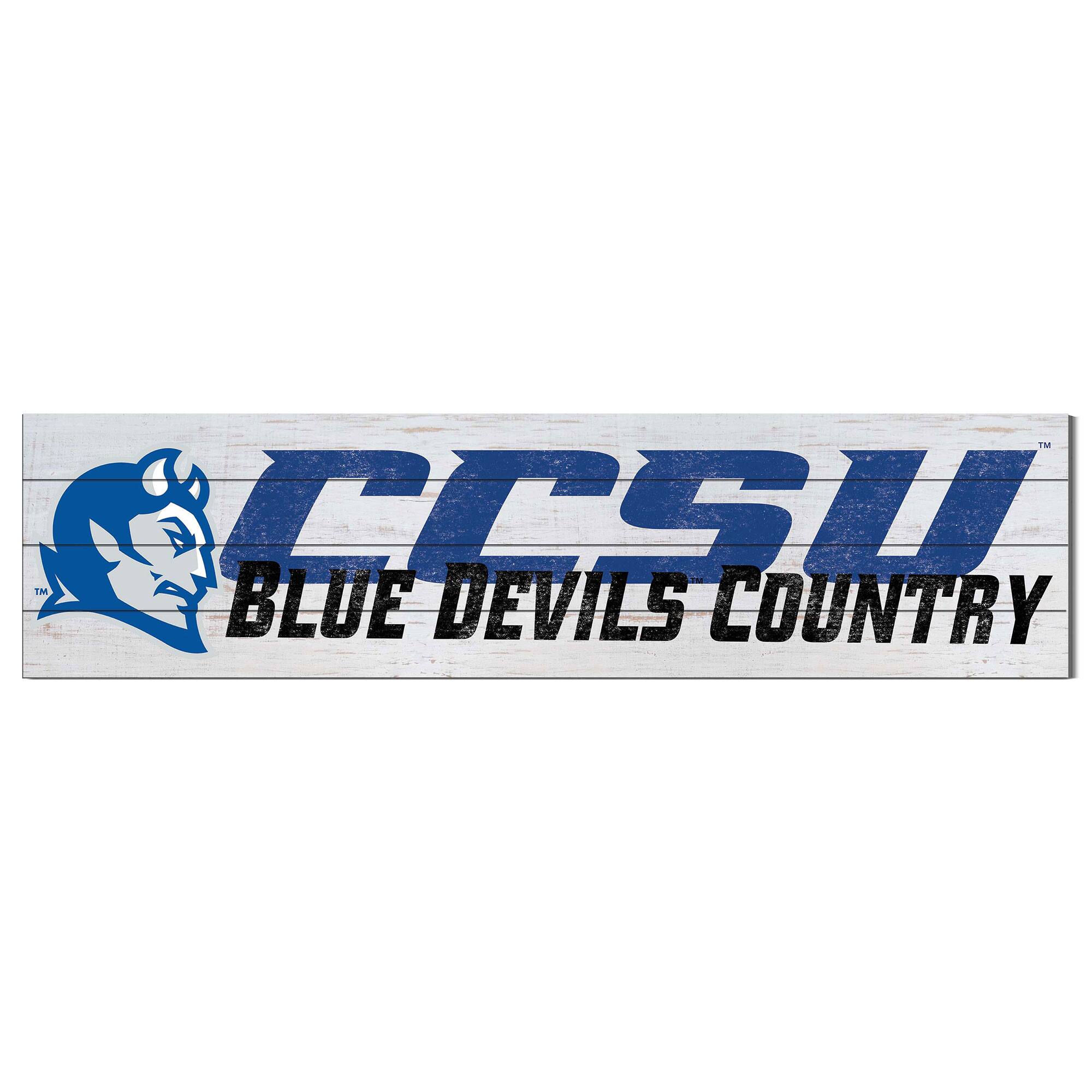 Central Connecticut State Blue Devils 10" x 40" Logo Sign