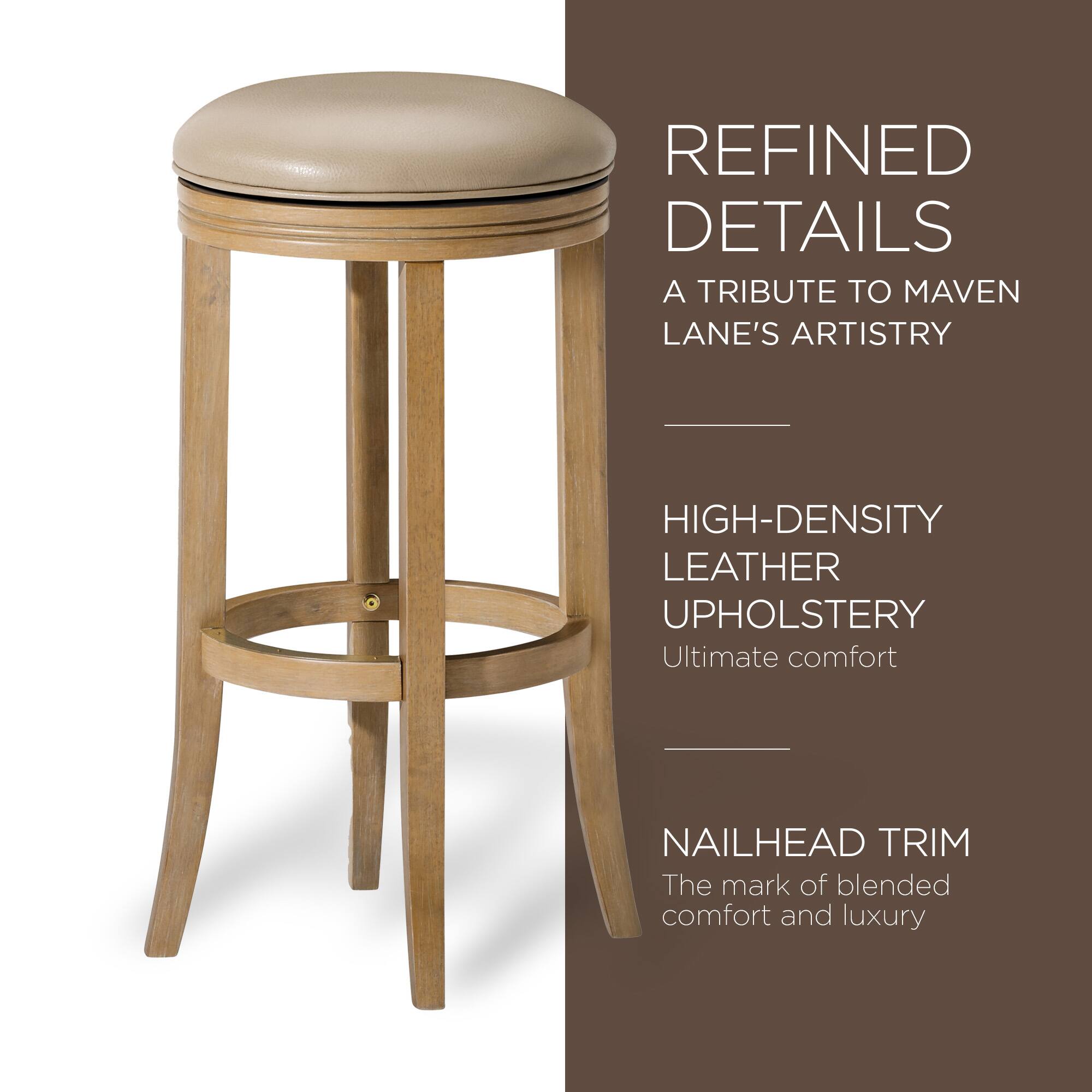 REFINED DETAILS  
A TRIBUTE TO MAVEN LANE'S ARTISTRY  

HIGH-DENSITY LEATHER UPHOLSTERY  
Ultimate comfort  

NAILHEAD TRIM  
The mark of blended comfort and luxury