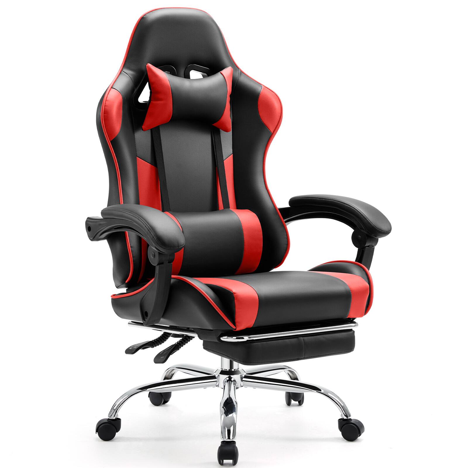 Sweetcrispy Faux Leather Ergonomic Gaming Chair, Adjustable Height ...