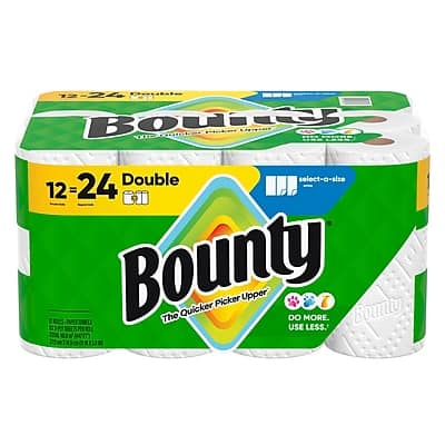 Bounty - Select-A-Size Double Roll Paper Towels, 2-ply, 82 Sheets/Roll, 12 Rolls/Pack (66541/06130) - White price history on PriceWatchPro