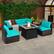 Alt View 2. Costway - 7 PCS Patio Furniture Set with 35" Propane Gas Fire Pit Table & Waterproof Cover - Turquoise.