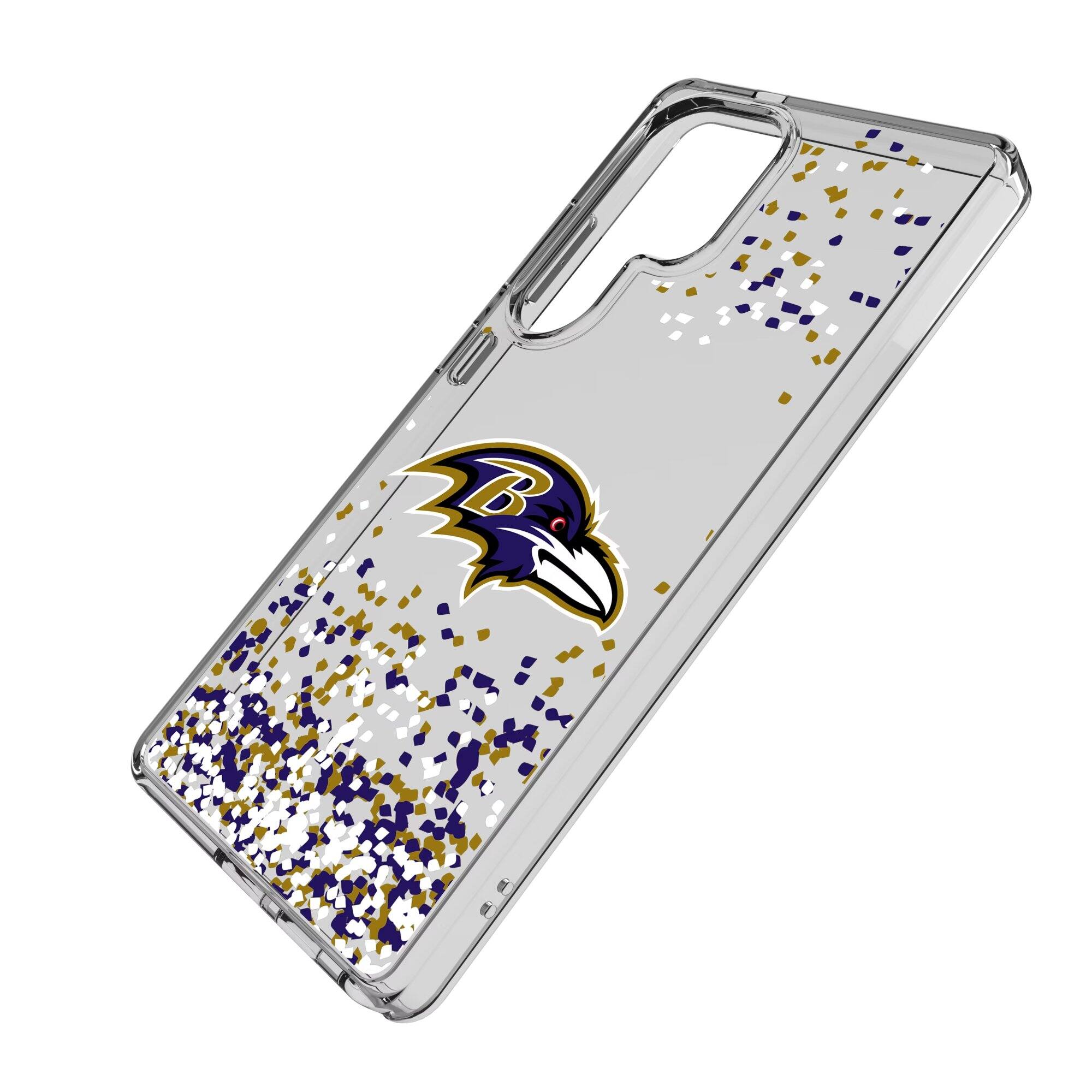 Alt View 1. Keyscaper - Baltimore Ravens Galaxy Clear Case with Confetti Design - S22 - Multicolor.