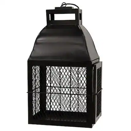 Front. BreeBe - Black Metal General Store Lantern - Black.