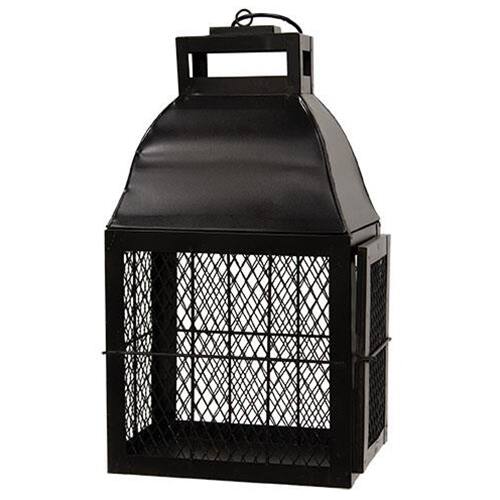 Front. BreeBe - Black Metal General Store Lantern - Black.
