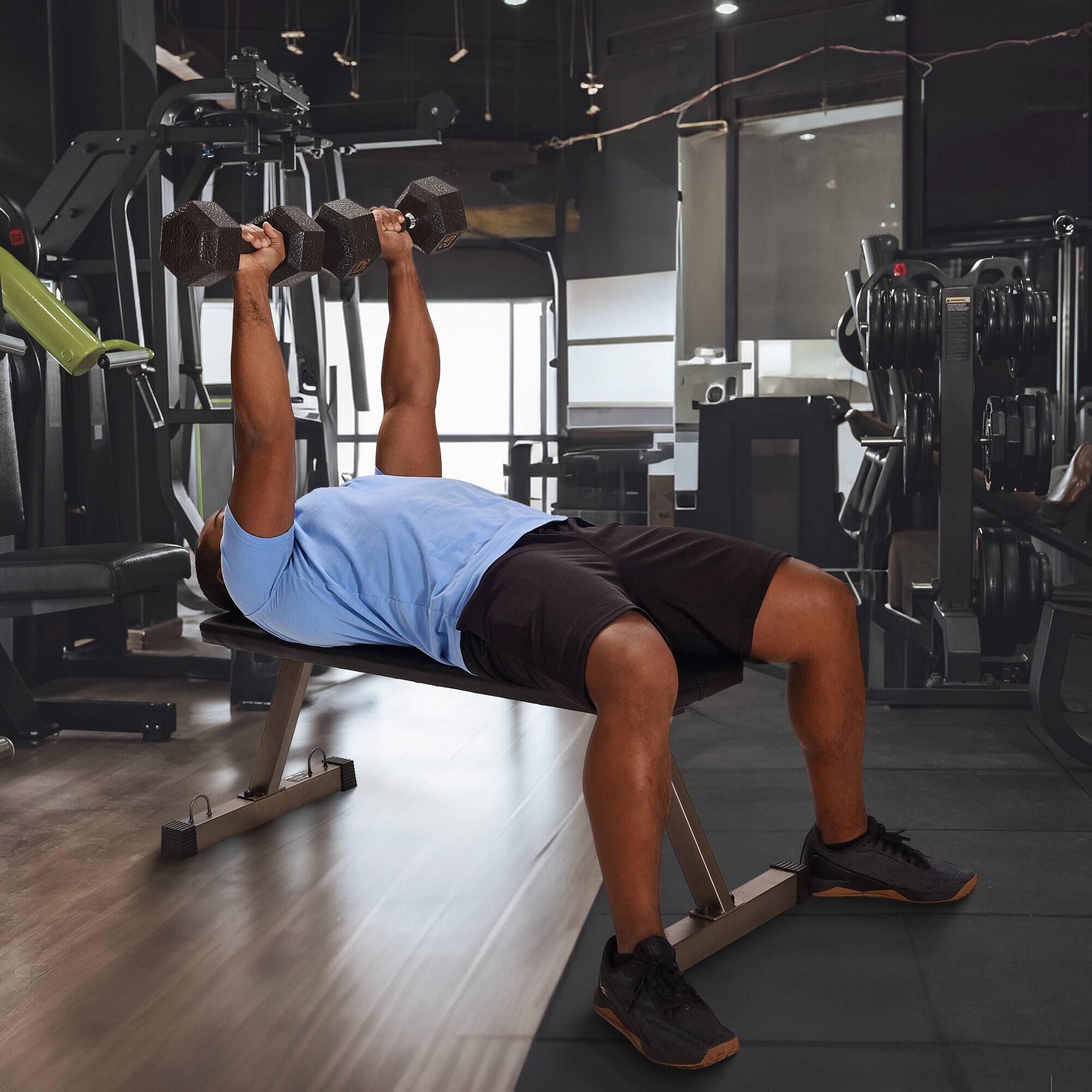 Alt View 10. HolaHatha - HolaHatha 300 Pound Capacity Foam Padded Flat Barbell Bench w/Steel Frame, Black - Black.