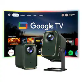 WEMAX - Google TV Projector, Official Netflix, 320ISO & HDR10 & Dolby Audio, Native 1080P 5G WiFi Bluetooth Smart Projector - Green