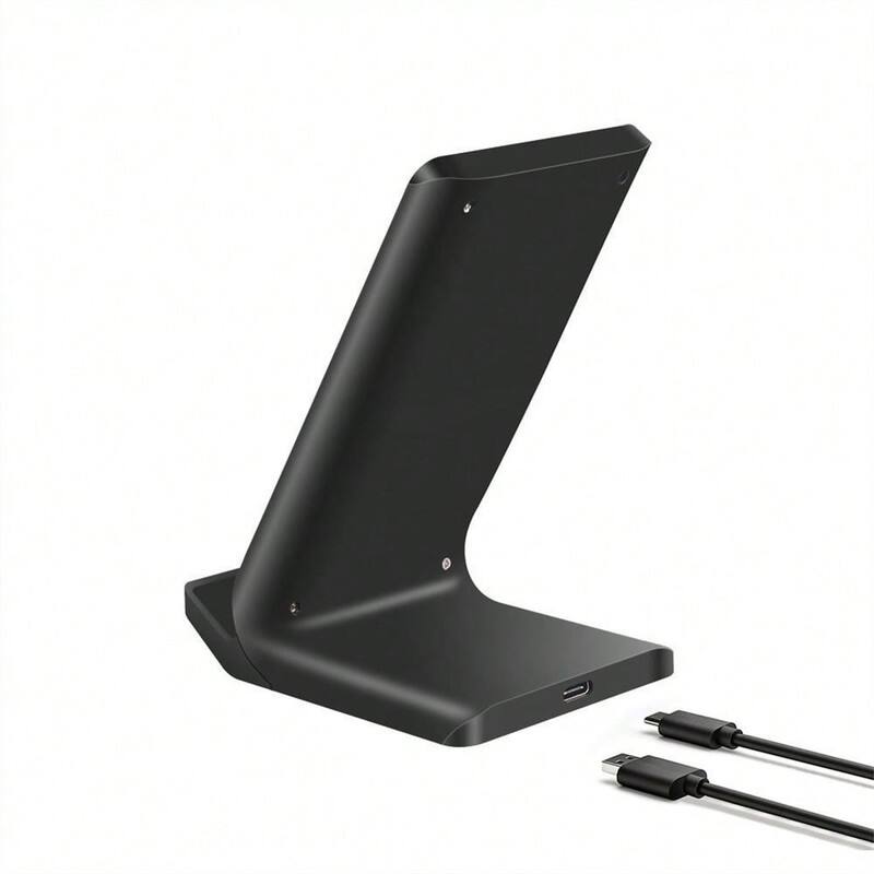 Angle. SKRAN - 15W Fast Wireless Charger-Wireless Charging Station Compatible With Samsung Galaxy,iPhone Series,Wireless Charging Stand - Black.