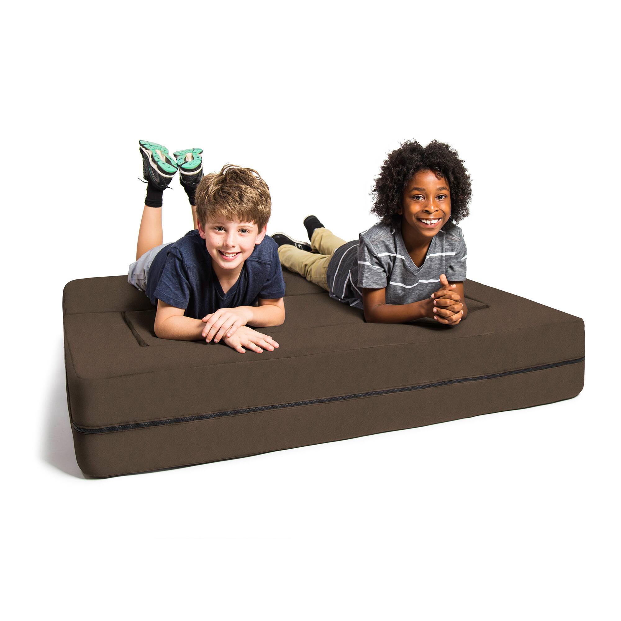 Back. Jaxx - Jaxx Zipline Kids Sofa & Large Ottoman, 3 in 1 Fold Out Sofa, Big Kids Edition, Chocolate - Chocolate.
