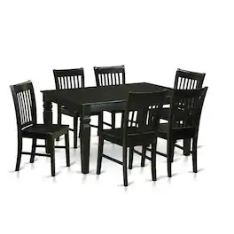 East West Furniture - 7 PC Dining room set -Dinette Table and 6 Dining Chairs - Black