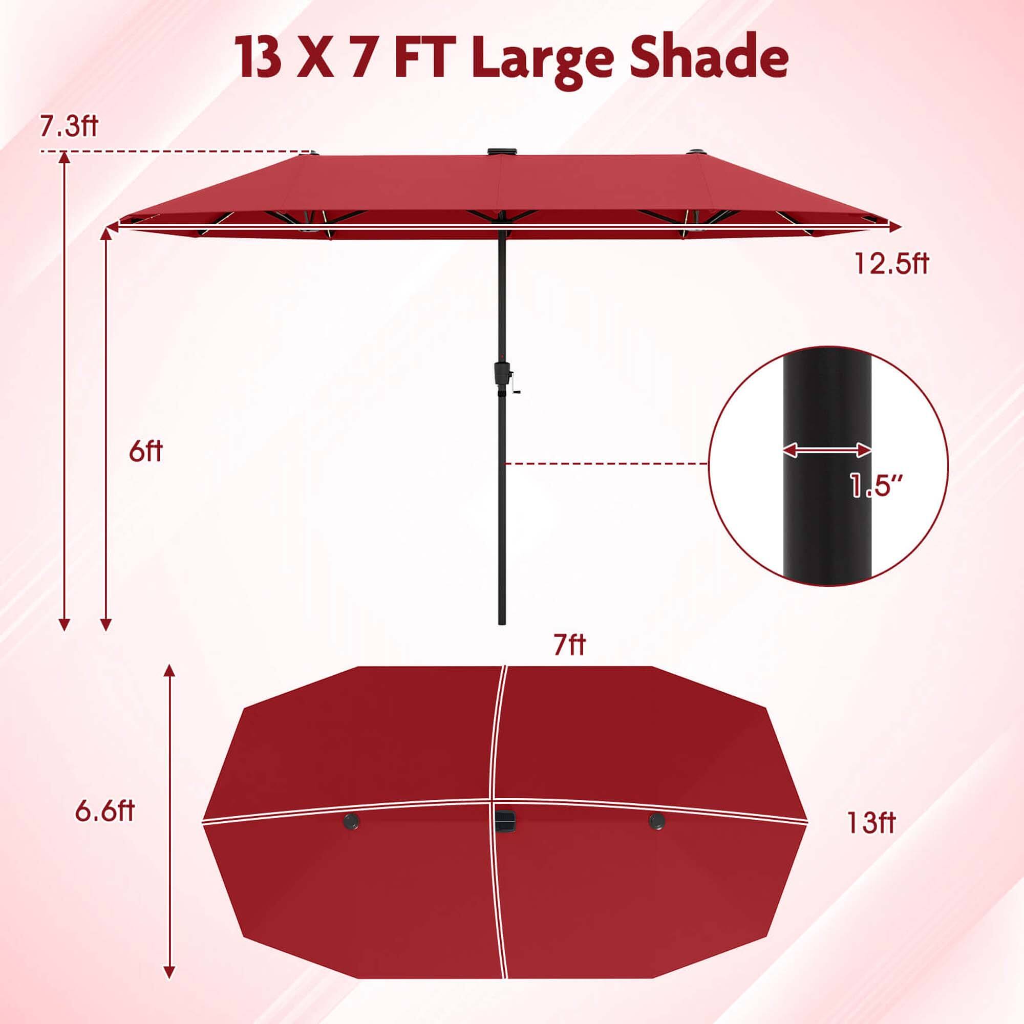 13 X 7 FT Large Shade 12.5ft 6ft 1.5" 7ft 6.6ft 13ft