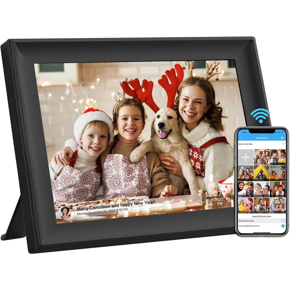 MOSZAR LLC - 10.1" WiFi Digital Photo Frame, 32GB, 1280x800 HD IPS Touch Screen, Auto-Rotate, Wall Mountable