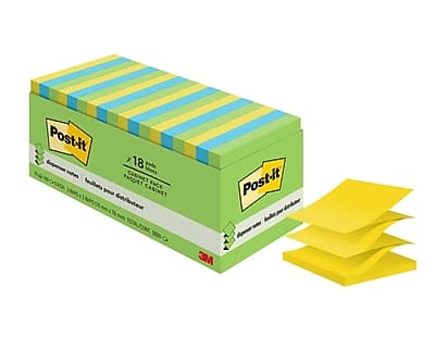 "Post-it - Pop-up Notes, 3"" x 3"", Floral Fantasy Collection, 100 Sheet/Pad, 18 Pads/Pack - Limeade, Citron, Blue Paradise" price history on PriceWatchPro