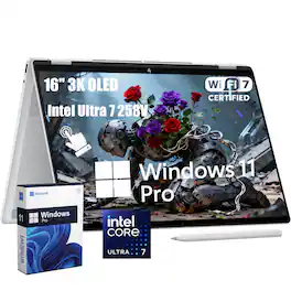 HP - OmniBook 7 Flip 2-in-1 16" 3K OLED Touch - Intel Ultra 7 258V - 32GB RAM - 1TB SSD - Backlit KB - Windows 11 Pro - Silver