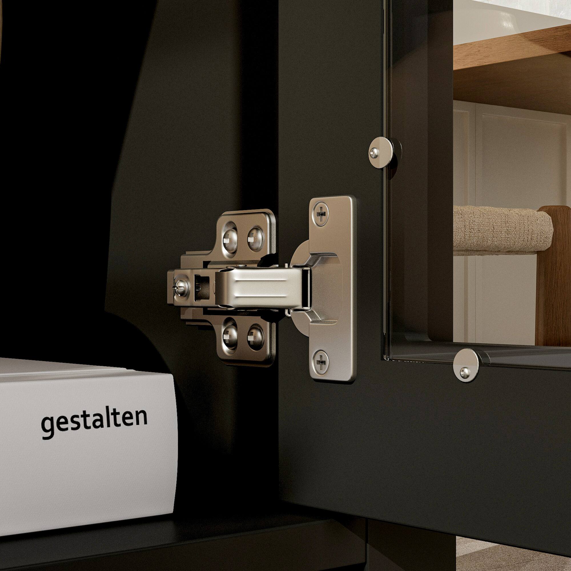 Alt View 6. Famapy - Famapy Grid Glass - Door Adjustable Shelf Display & Storage Cabinet with Drawer - Black.